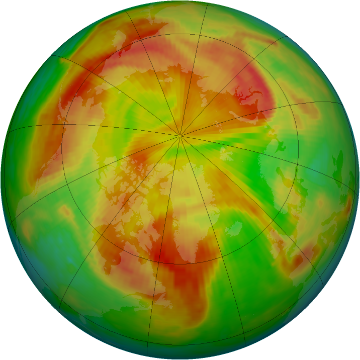 Arctic ozone map for 10 May 1985
